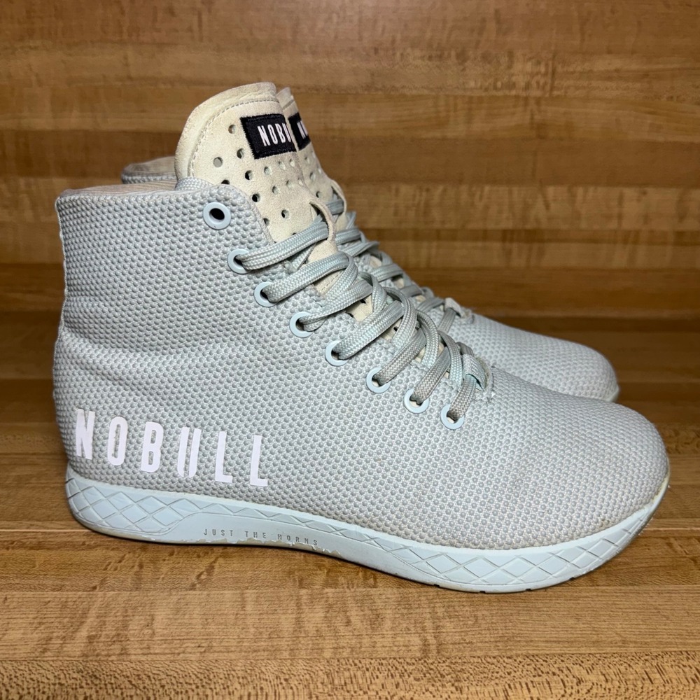 NOBULL High Top Trainer Grey SuperFabric Mens 6.5 Womens 8 CrossFit Shoes mint